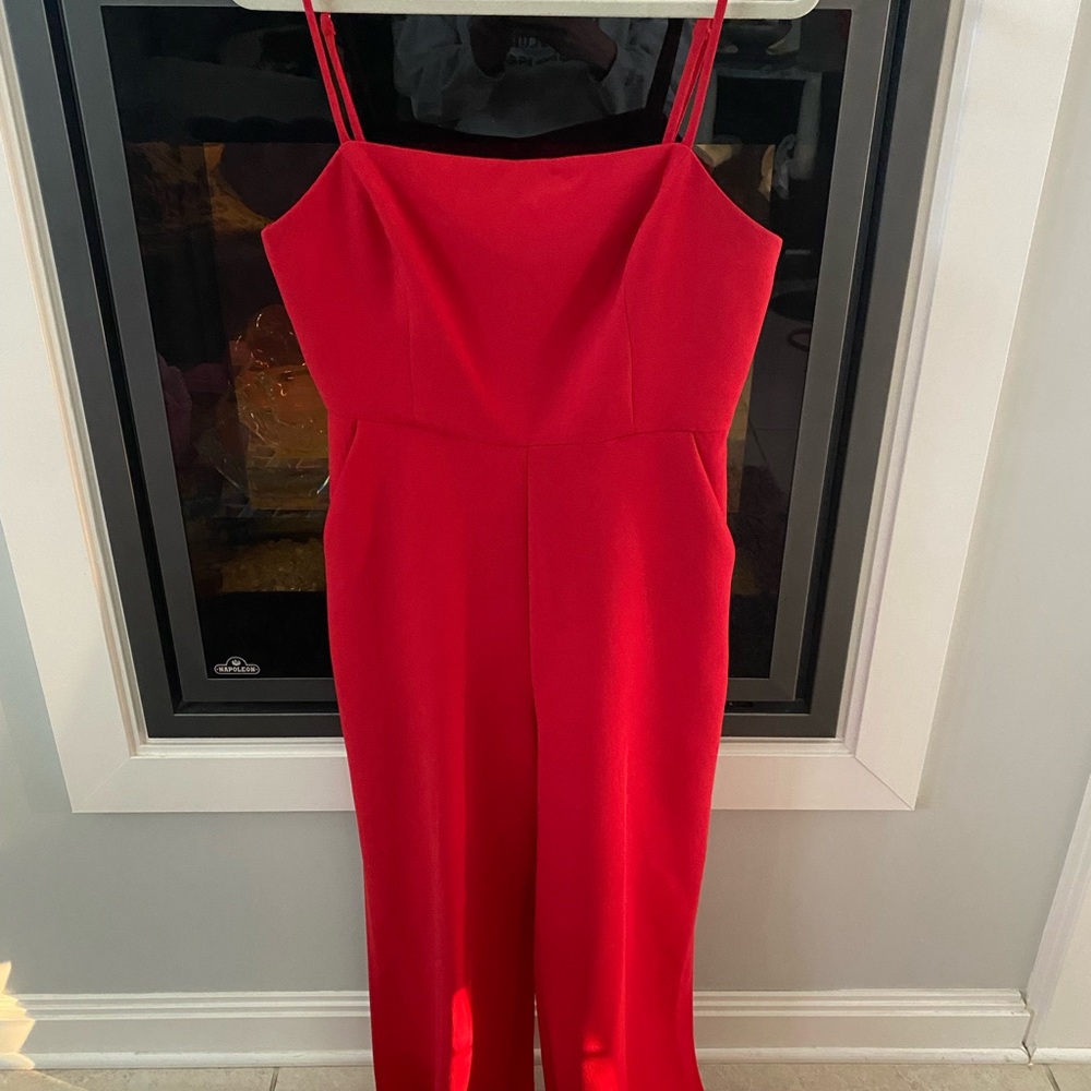 BCBGeneration Red Style ,leg Slit Jumpsuit